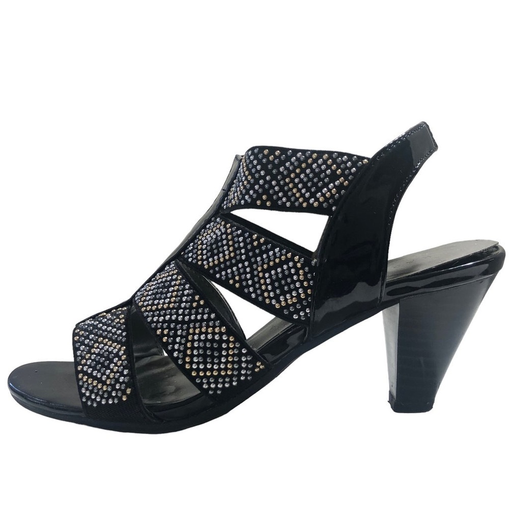 Karen Scott Women's Nicolle Fabric Open Toe Sandals Studded Black Size 9.